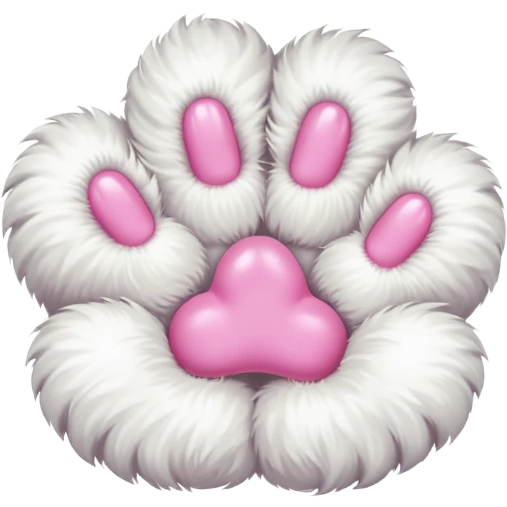 white cat fluffy paw, from the top, pink nails cute emoji