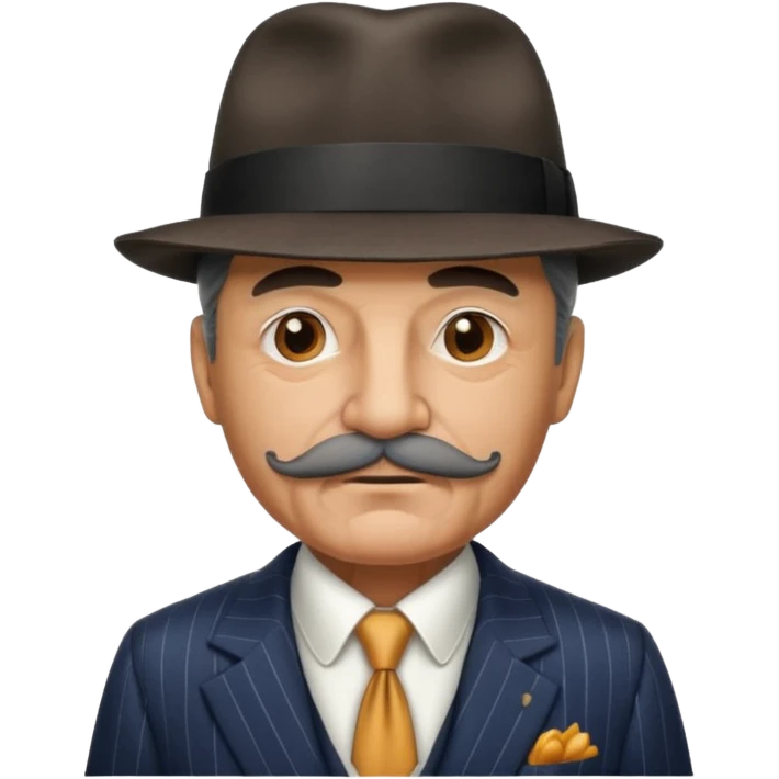 Aged mobster with colored suit and hat and mustache emoji