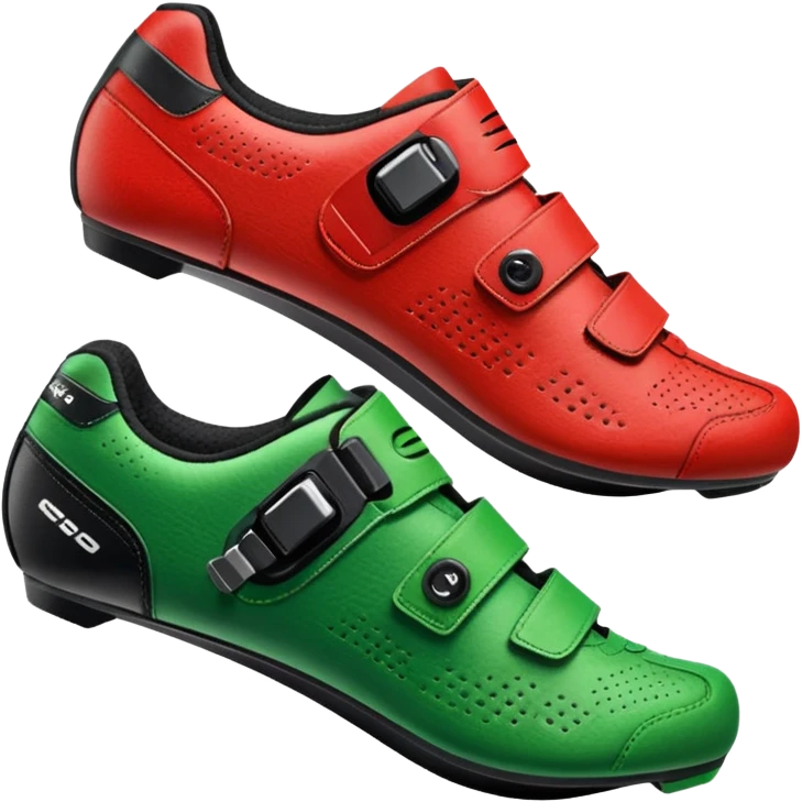 indoor cycling shoe, both of them with christmas color emoji