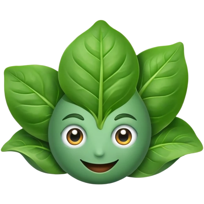 Spinach with eyes and smile without human face emoji