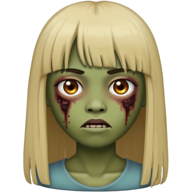 zumbi cabelo liso com franja e longo  emoji