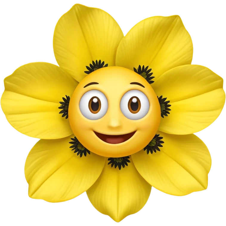five leaved yellow anemone eyes mouth emoji