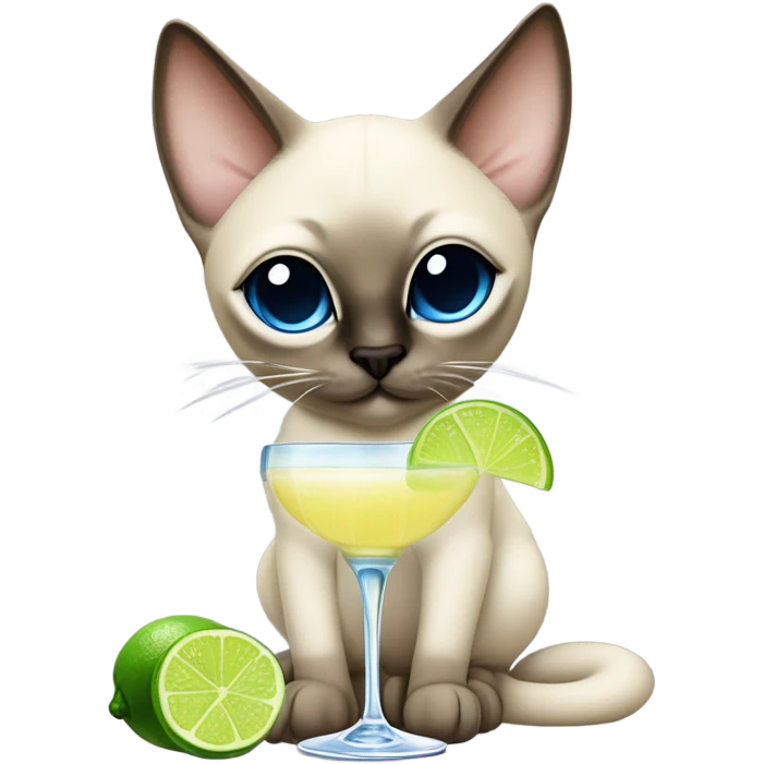 Siamese cat drinking a margarita  emoji