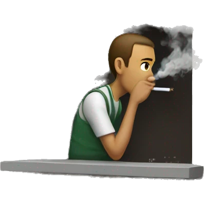 Man smoking outside leaning on a wall with his back emoji