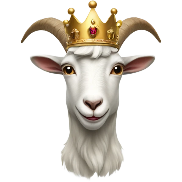 Goat wearing a royal crown and white tshirt emoji