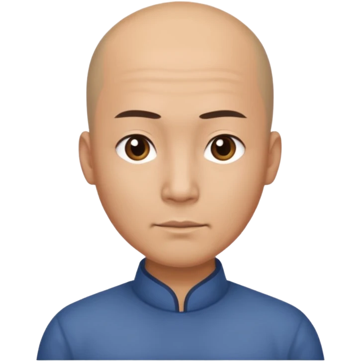 chineese man with a bald head and PONYTAIL coming out in the middle emoji
