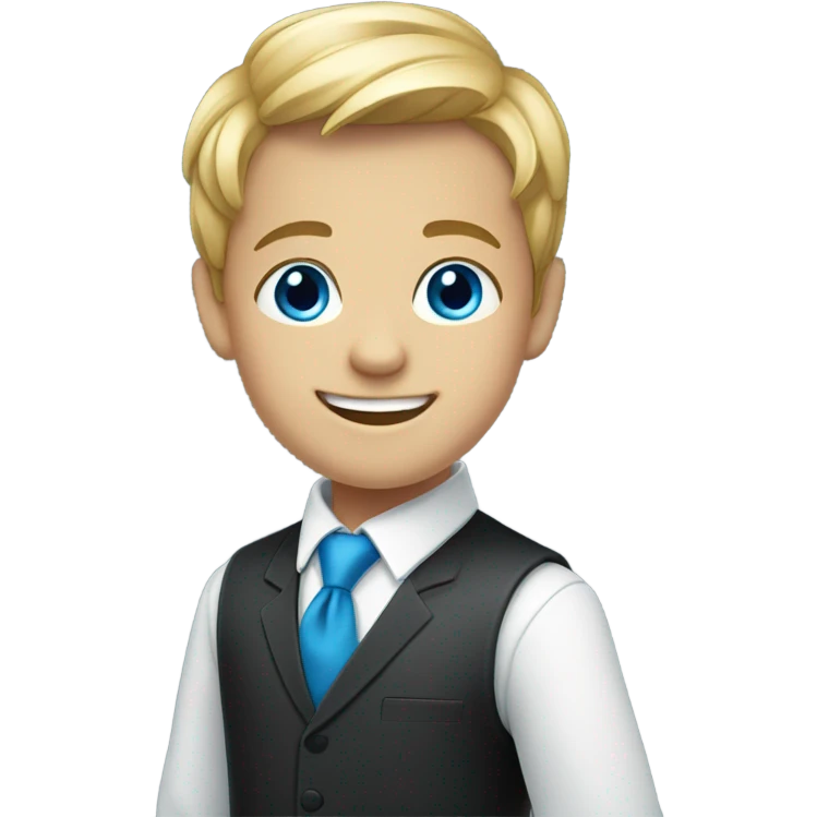 smiling boy in formal attire blue eyes emoji