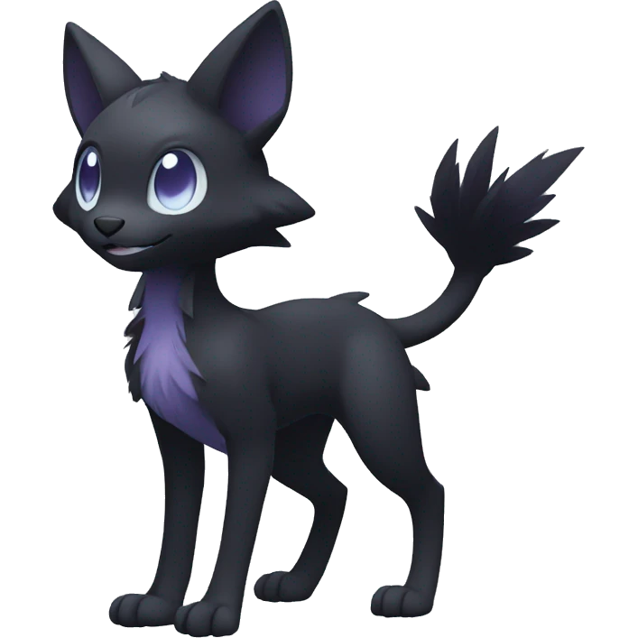 Cute cool shiny fantasy dark-shadow-themed animal hybrid Fakemon full body emoji