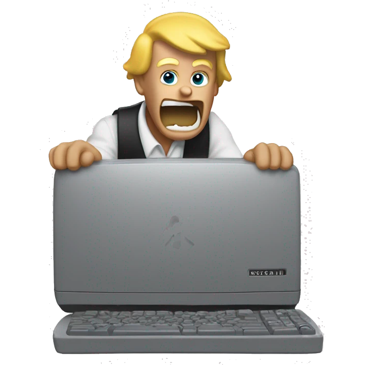Donald Ducking smashing a computer keyboa emoji