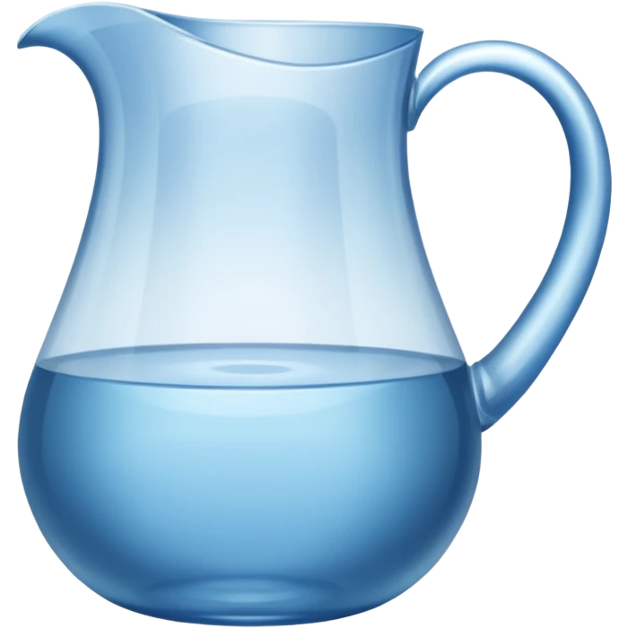 A water pitcher, transparent, slightly blue water, no lid, no droplets, tall, without a handle and without spout.
 emoji