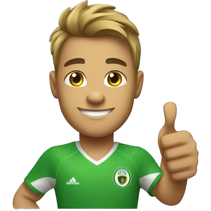 soccer player with green shirt giving a thumbs up emoji
