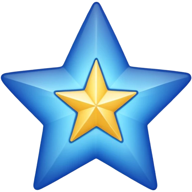 generate an emoji with a white tick in between a blue star having 11 points  emoji