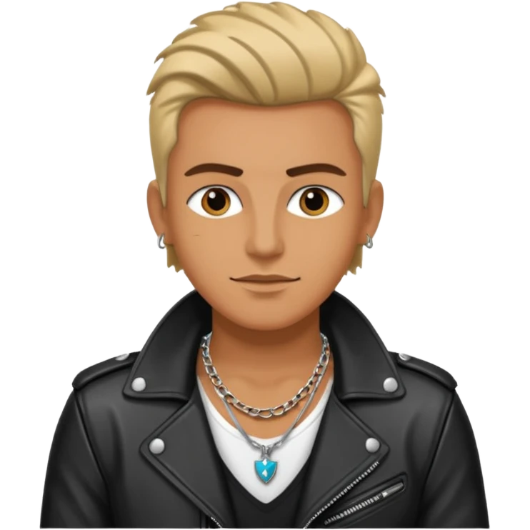 a rockstar wearing necklace, leather jacket emoji