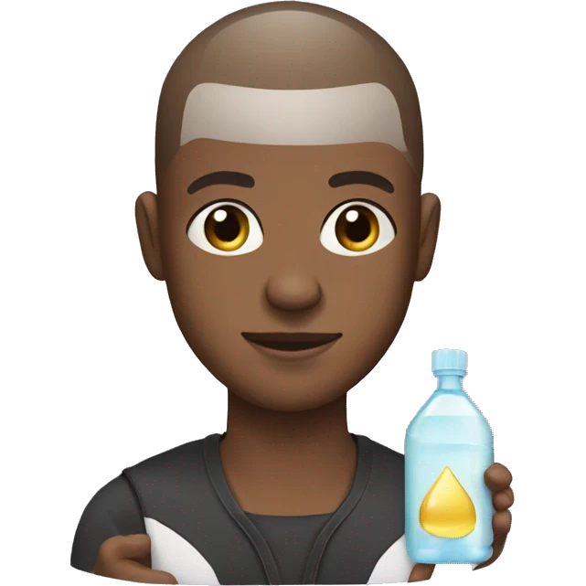 Black guy with buzz cut holding baby oil emoji