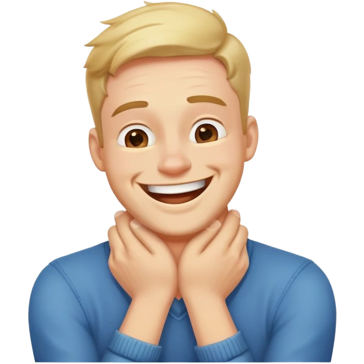 arms crossed hands holding neck laughing guy emoji