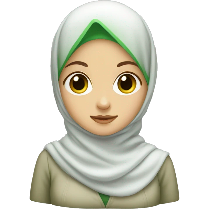 White Skinner Girl with hijab and green etes emoji