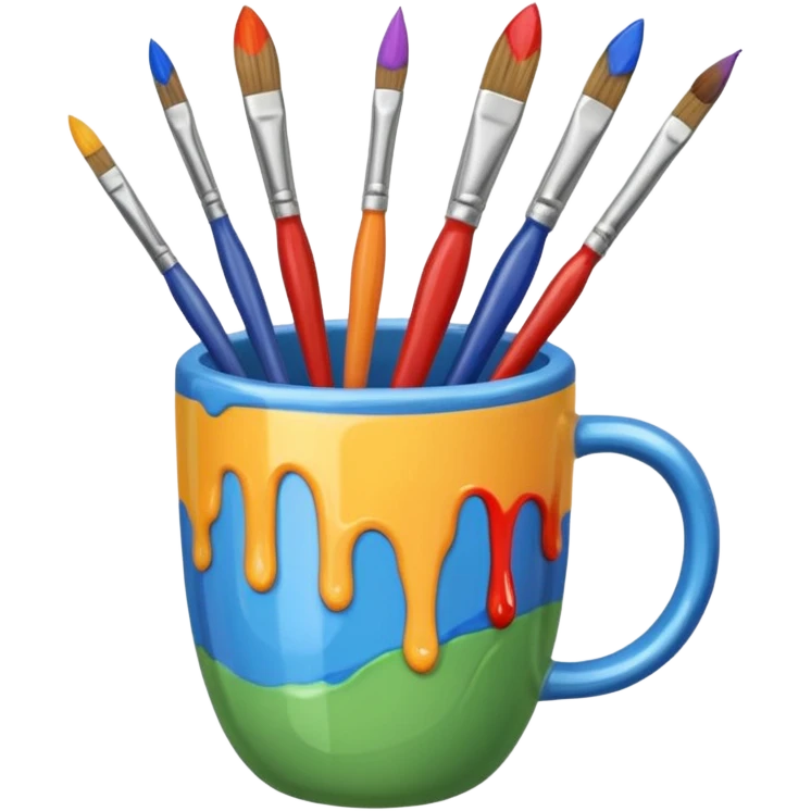 Cup with mixed paintbrushes emoji