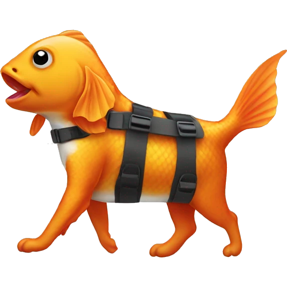 goldfish walking a dog emoji