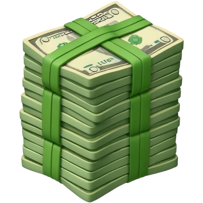 make a stack of candian dollars held togethher by rubber bands emoji