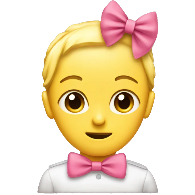 demurely eating girly basic yellow head emoji with pink bow who knows they ate emoji