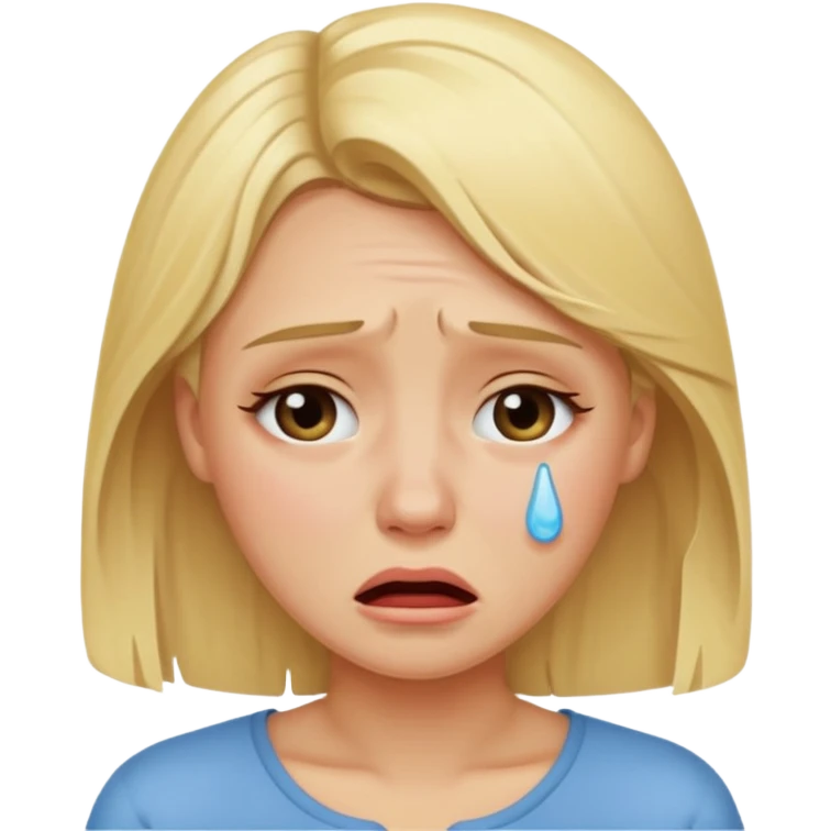A blonde woman crying emoji