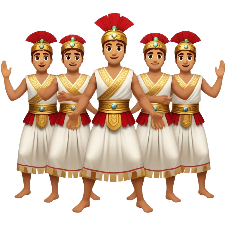 Cinematic Realistic Sirtaki Dance Emoji, depicted as a vibrant traditional Greek dance scene with flowing movements and expressive costumes, rendered with dynamic textures and warm festive lighting that captures its cultural exuberance. emoji