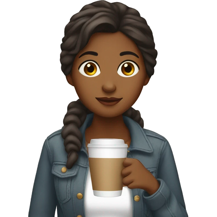 Brown girl drinking coffee  emoji