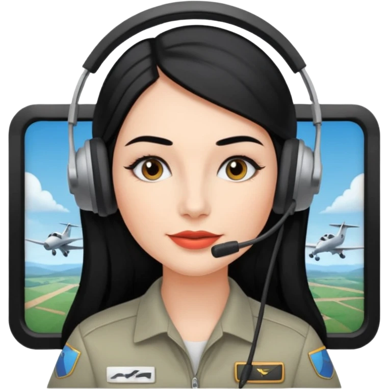 Femme cheveux long noir travaille dans le domaine de l'aéronautique sourcils fournis makeup clean emoji