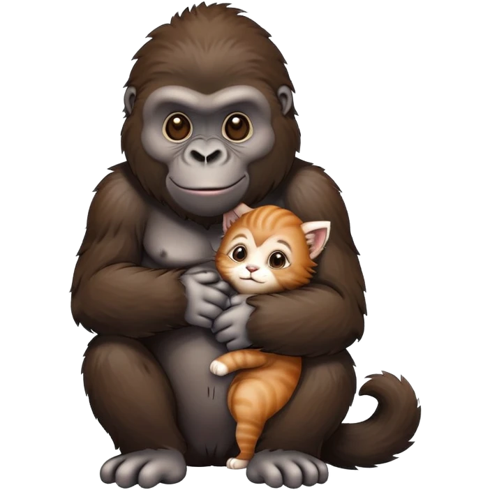 gorilla hugging a kitten emoji
