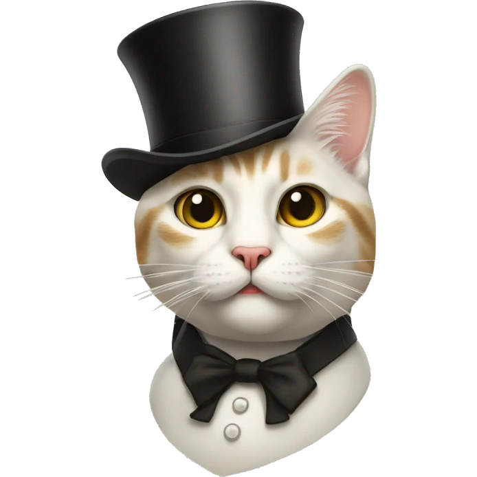 A cat in a top hat with a monocle "oh, you are from England"   emoji