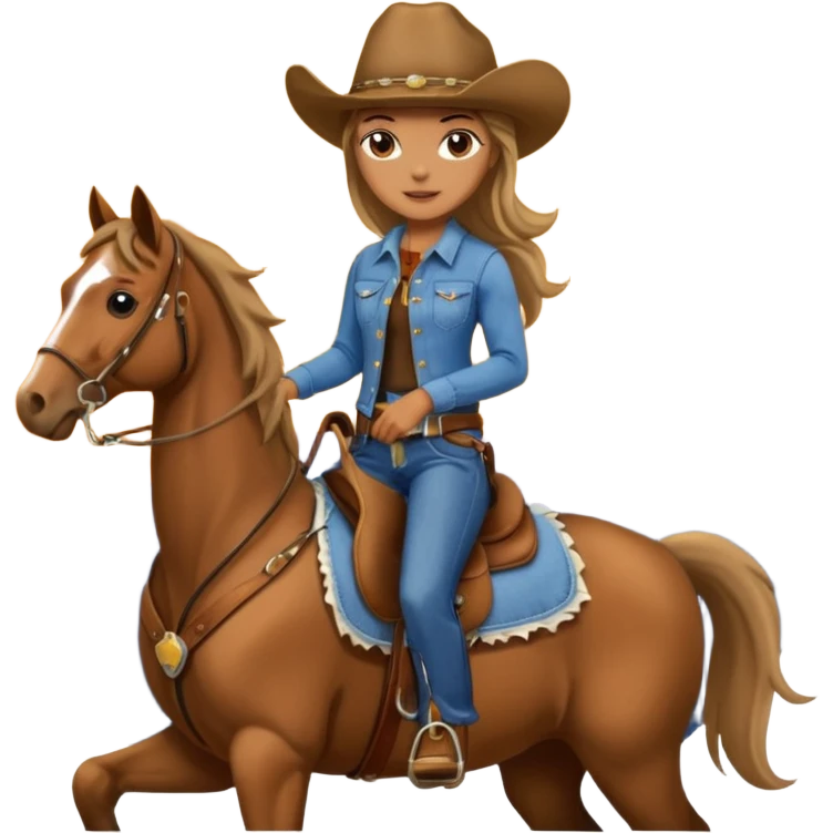 cowgirl on horse riding into sunset emoji