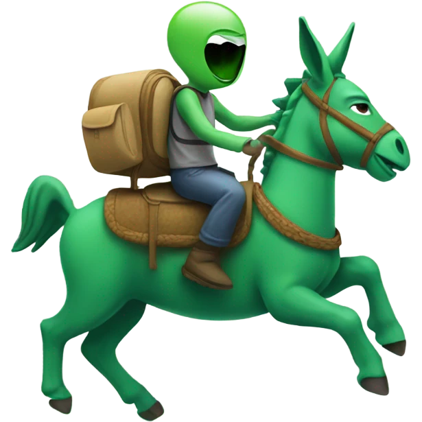 Alien riding a green donkey emoji