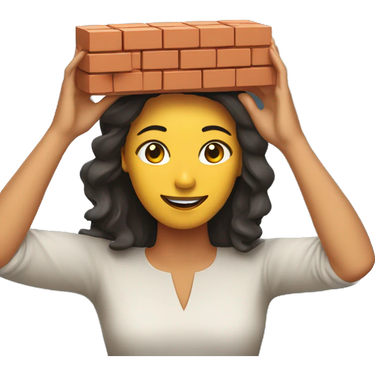 Woman holding brick over head emoji