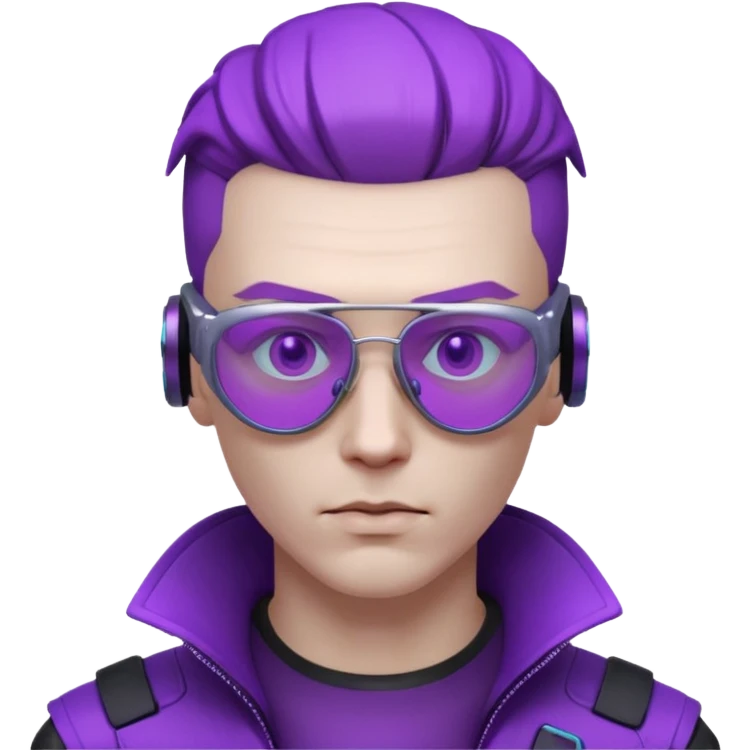 Cyberpunk man head 3d puruple cyber-glasses emoji