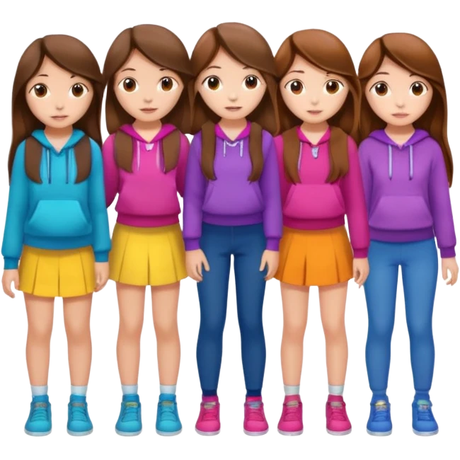 group of cute teenage girls with long hair emoji