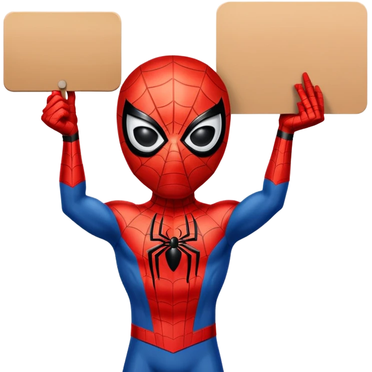 Spider-Man holding a sign that says short emoji