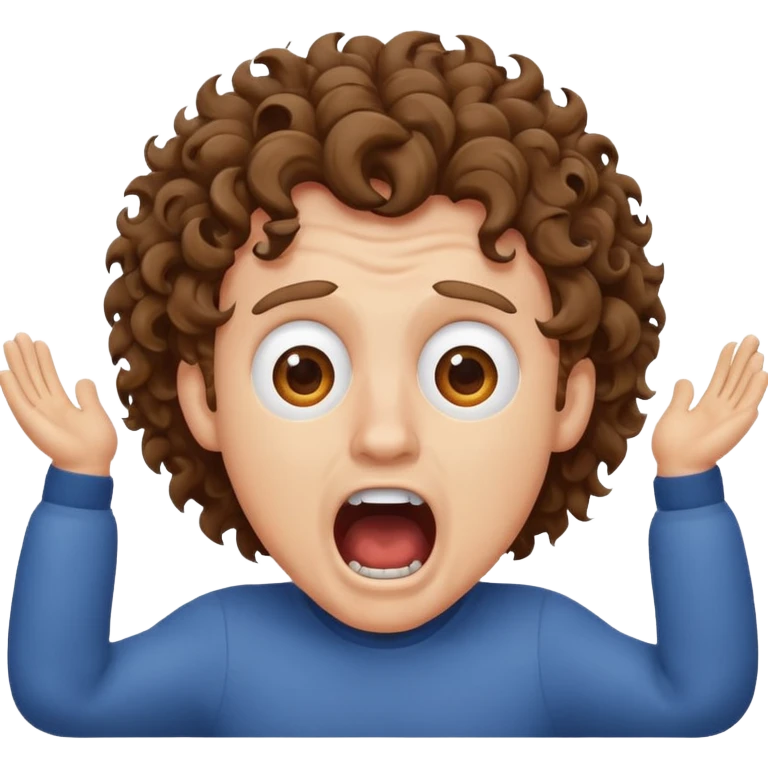 white guy curly brown hair screaming  emoji