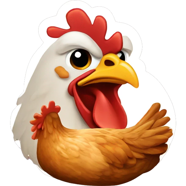 a chicken eating fried chicken emoji