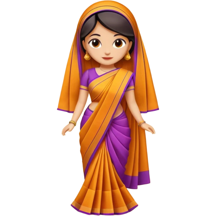 A 3D cartoon folded saree with matching blouse piece beside it, bright fabric texture, soft shadow, Memoji-style realism. emoji