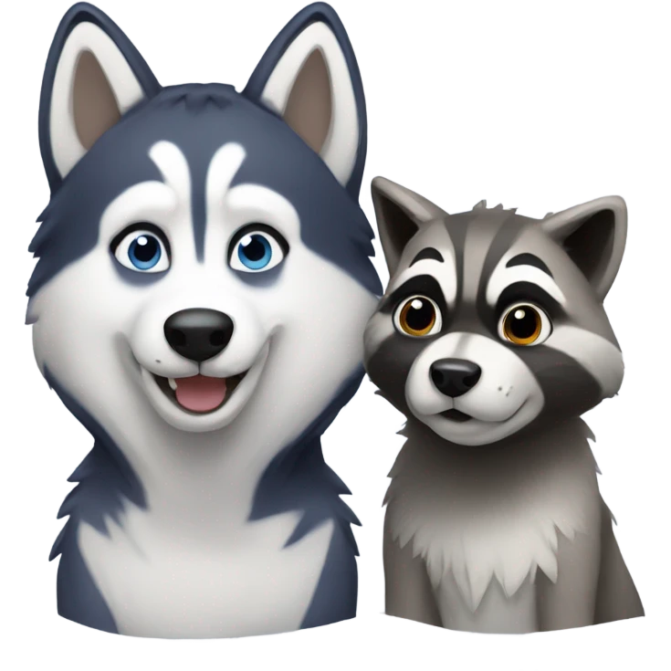 Husky and raccoon  emoji