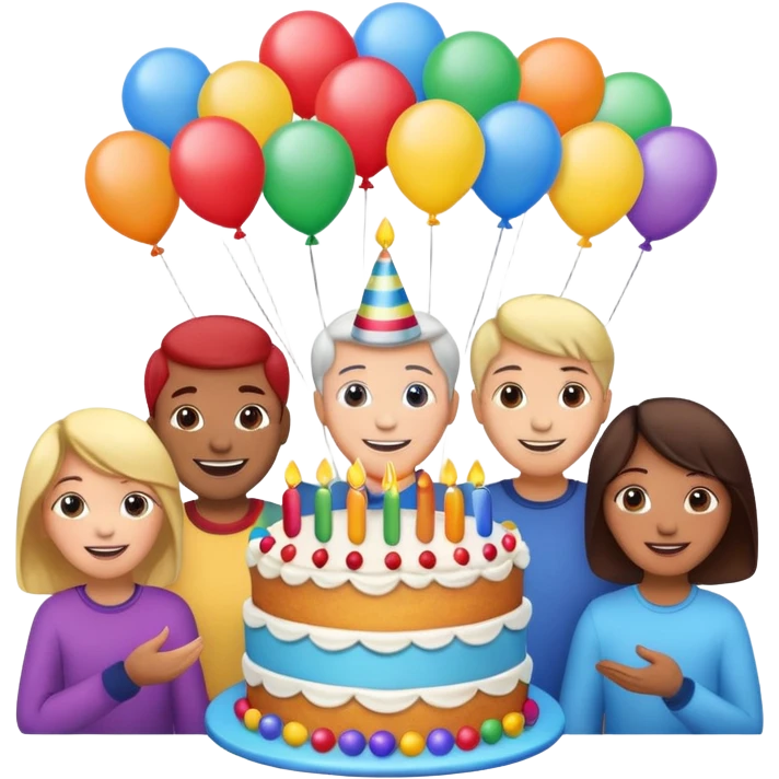 Birthday cake balloons freinds and family emoji