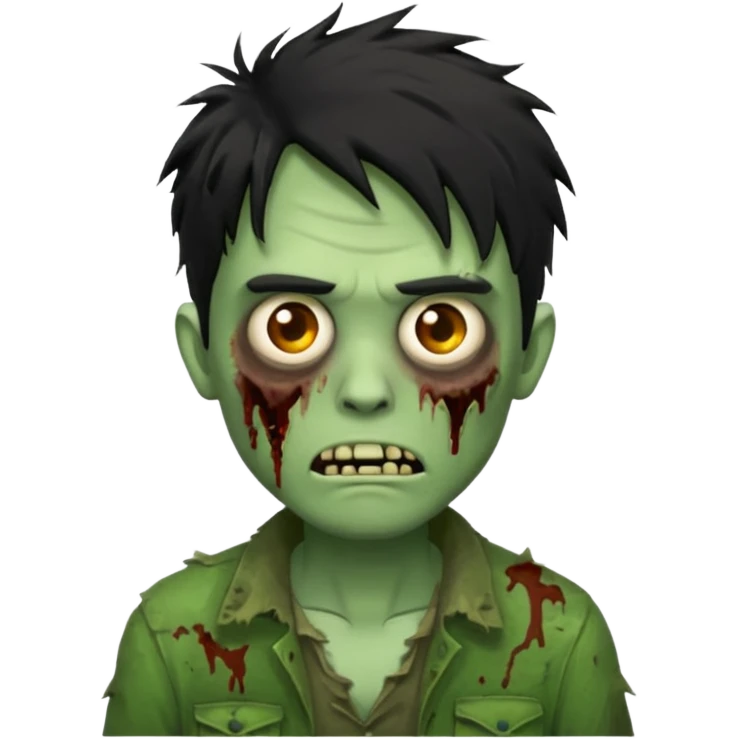 crie um emoji de zumbi homen de cabelo preto grande bagunçado assim🧟 emoji