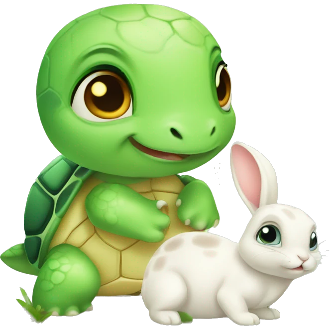 little cute baby turtle and rabbit emoji