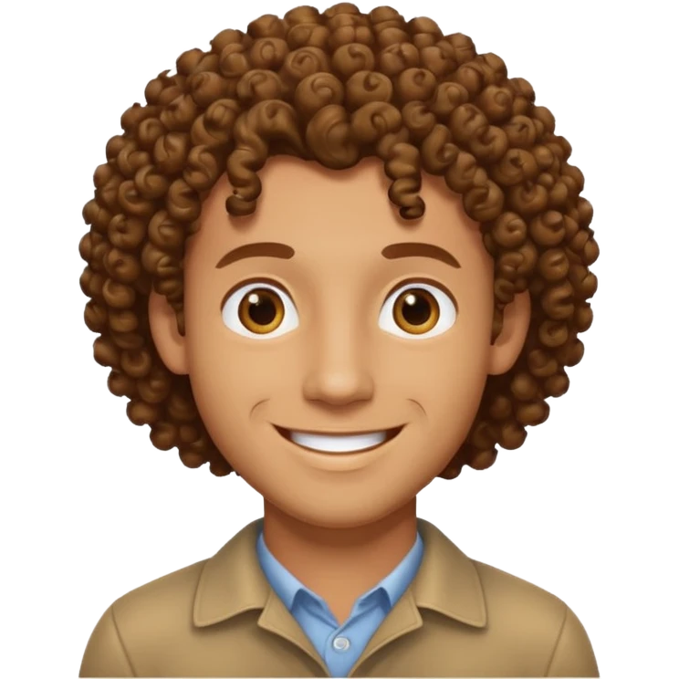 homme blanc brun avec cheveux frisés emoji