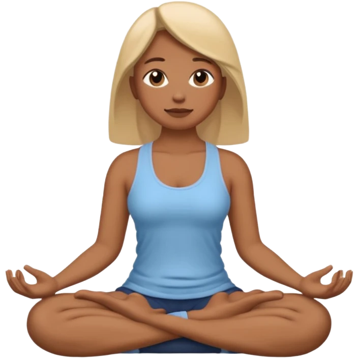 woman sitting cross-legged, meditating, skin tone like 🧘 emoji, tranquil mood emoji