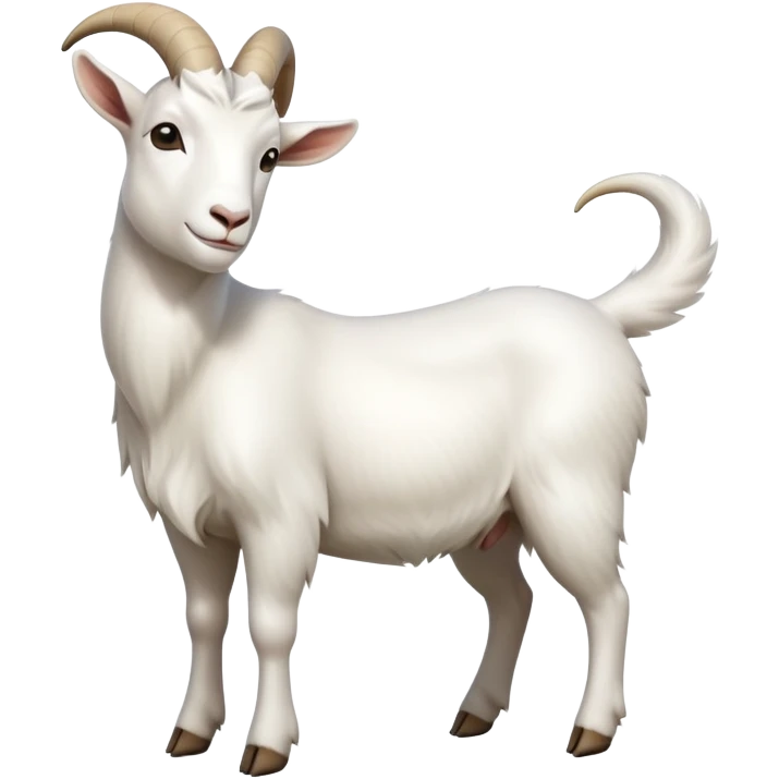 cinematic-[white goat]-realistic-full-body-standing-emoji,-tail-flicking-lazily,-head-tilted-dramatically,-sleek-[white]-fur,-simplified-yet-realistic-focused-features,-highly-detailed,-glowing-with-an-almost-sarcastic-glow emoji