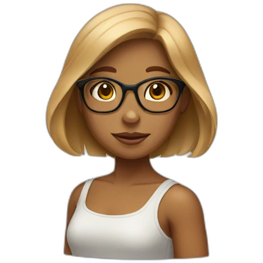 Tan short girl with glasses emoji
