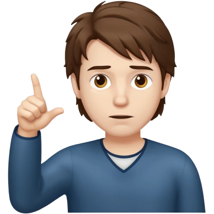 Weak man with disheveled hair pointing to his right emoji