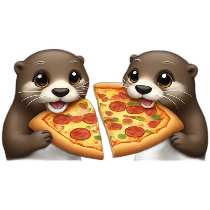 Two Otter eat pizza emoji