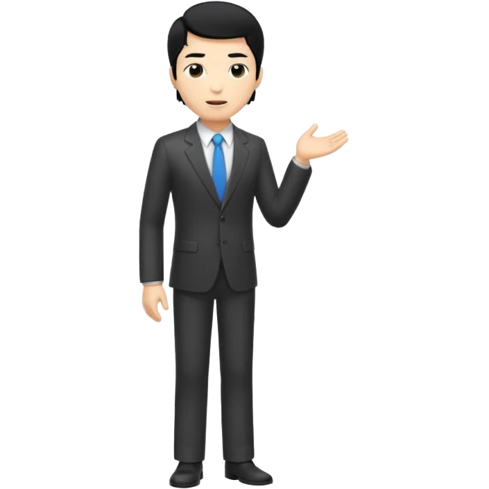 one tall, lean, business man talking, black hair, asian emoji